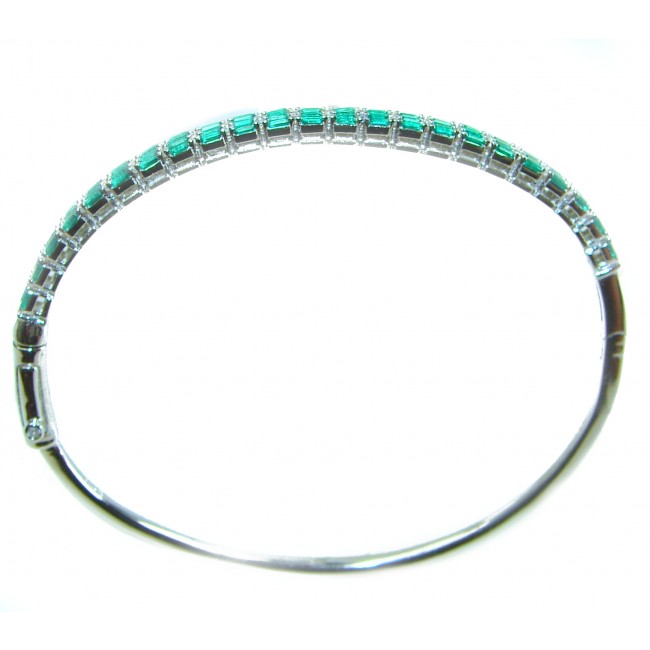 Spectacular 11.5 carat authentic Emerald .925 Sterling Silver handmade bangle Bracelet