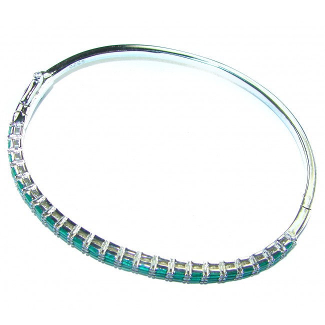 Spectacular 11.5 carat authentic Emerald .925 Sterling Silver handmade bangle Bracelet