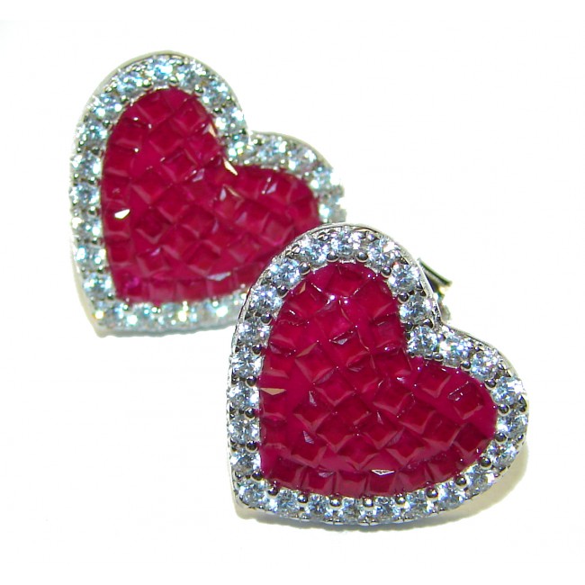 Born to Love authentic 8.2 carat Ruby .925 Sterling Silver handcrafted earrings