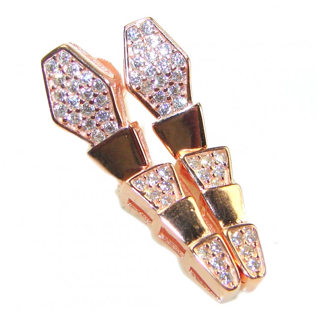 The Egyptian Cobra White Sapphire 18K Rose Gold over .925 Sterling Silver handcrafted Earrings