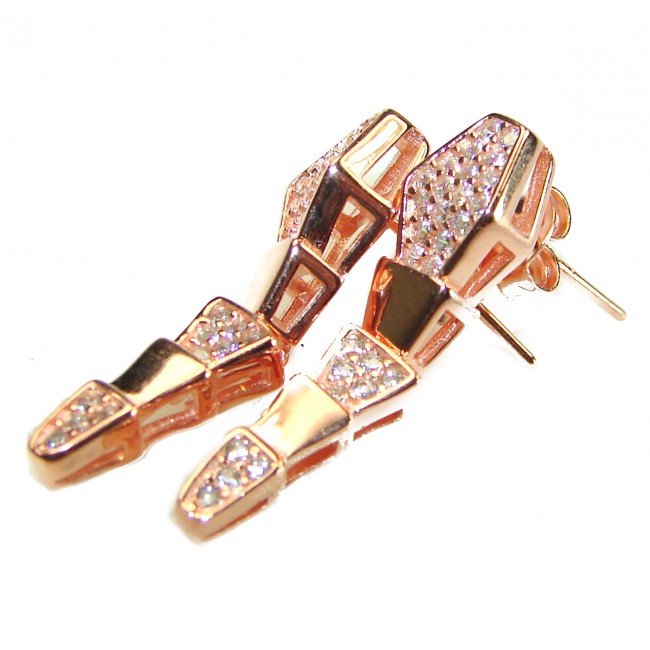 The Egyptian Cobra White Sapphire 18K Rose Gold over .925 Sterling Silver handcrafted Earrings