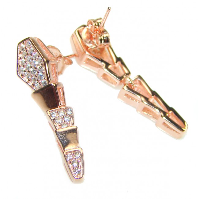 The Egyptian Cobra White Sapphire 18K Rose Gold over .925 Sterling Silver handcrafted Earrings