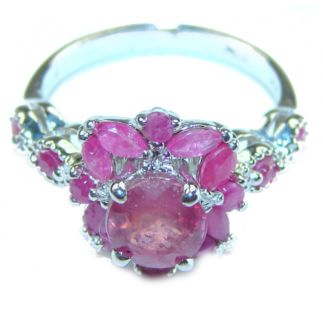 Luxurious 6.2 carat natural Ruby .925 Sterling Silver handcrafted Ring size 5