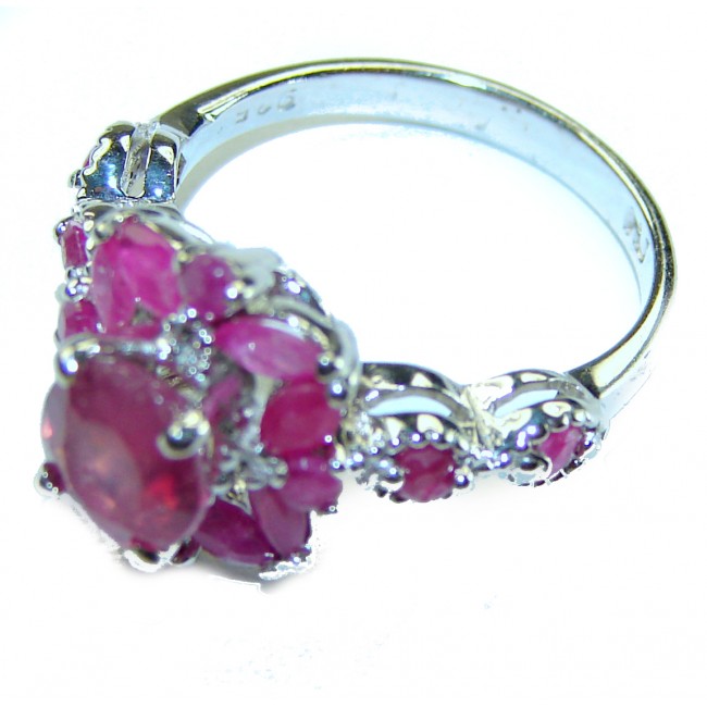 Luxurious 6.2 carat natural Ruby .925 Sterling Silver handcrafted Ring size 5