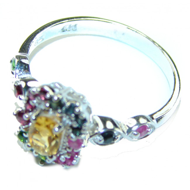 Fiesta 2.5 carat Oval cut Yellow Sapphire .925 Sterling Silver handcrafted ring; s. 7