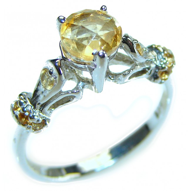 Unique Authentic 0.7 carat Citrine .925 Sterling Silver handmade Cocktail Ring s. 6