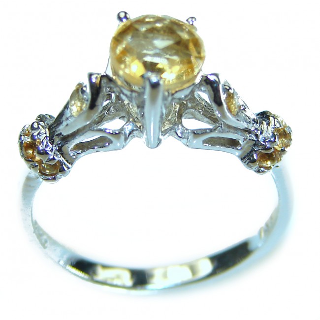 Unique Authentic 0.7 carat Citrine .925 Sterling Silver handmade Cocktail Ring s. 6