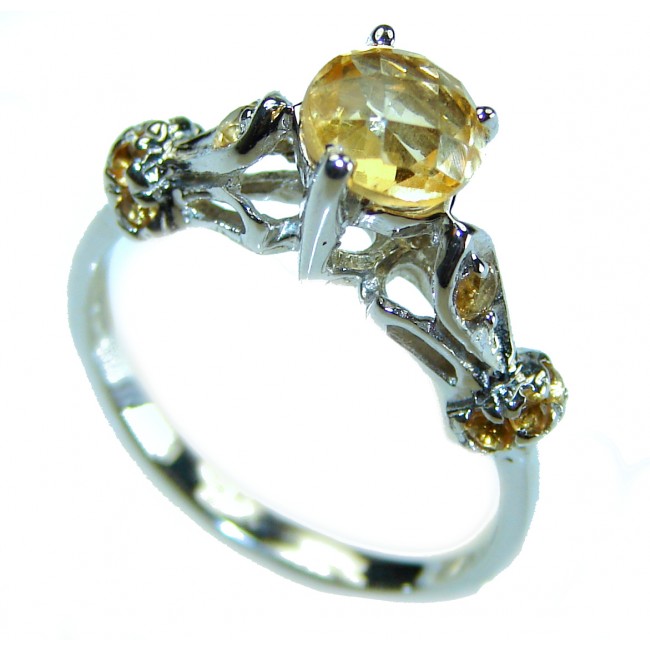 Unique Authentic 0.7 carat Citrine .925 Sterling Silver handmade Cocktail Ring s. 6