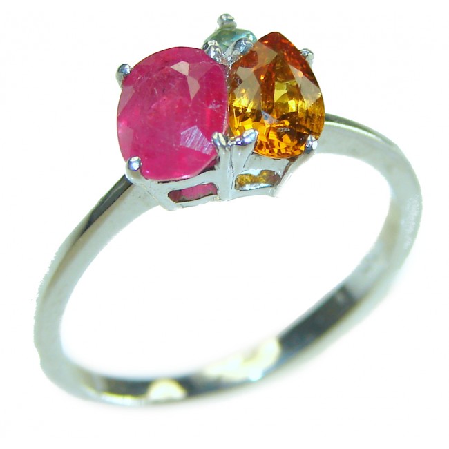 Fantasy Authentic 1.3 carat Ruby yellow Sapphire .925 Sterling Silver handmade Cocktail Ring s. 9 3/4