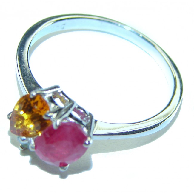 Fantasy Authentic 1.3 carat Ruby yellow Sapphire .925 Sterling Silver handmade Cocktail Ring s. 9 3/4