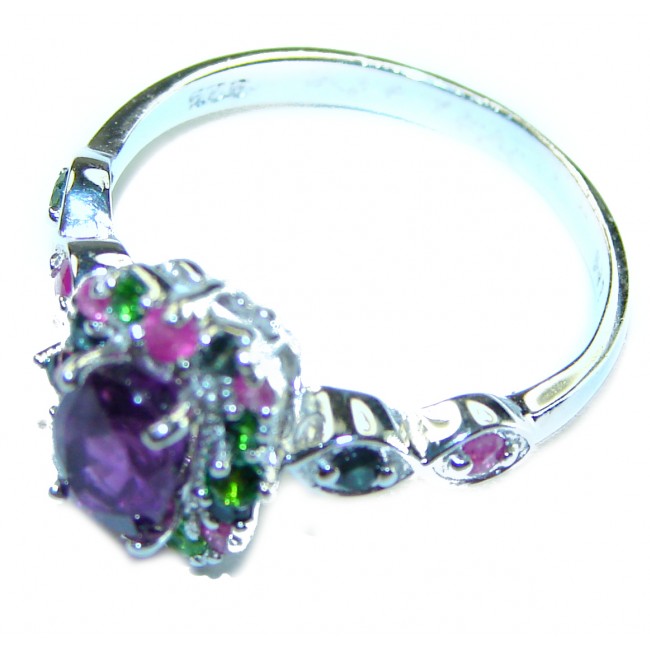 Purple Extravaganza Authentic 3.3 carat Amethsyt .925 Sterling Silver handmade Cocktail Ring s. 8