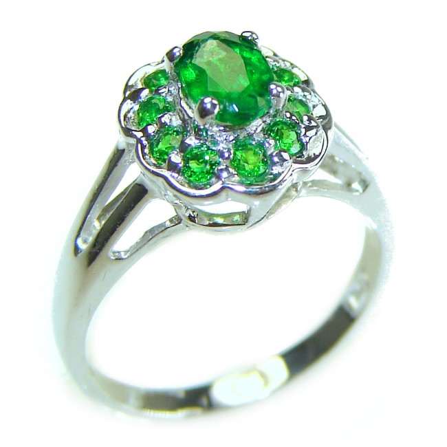 Back to Nature 3.6 ctw Colombian Emerald .925 Sterling Silver handcrafted Statement Ring size 4 3/4