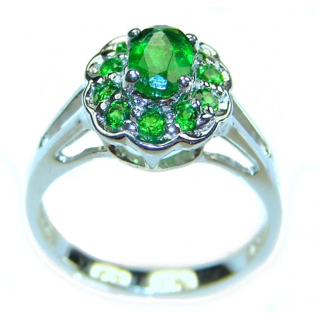 Back to Nature 3.6 ctw Colombian Emerald .925 Sterling Silver handcrafted Statement Ring size 4 3/4