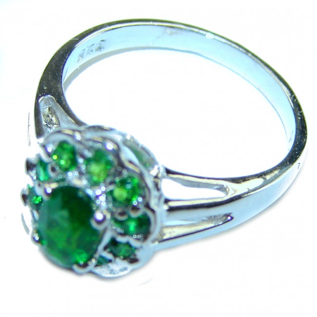 Back to Nature 3.6 ctw Colombian Emerald .925 Sterling Silver handcrafted Statement Ring size 4 3/4