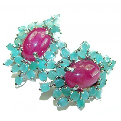 Radiant Beauty Great quality Ruby Enamel .925 Sterling Silver handcrafted earrings
