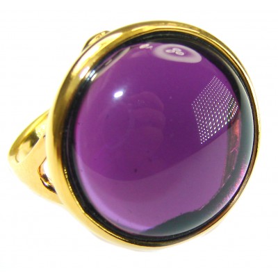 Purple Full Moon Amethyst 14K Gold over .925 Sterling Silver Handcrafted Large Ring size 9