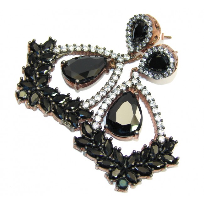Victorian Style! Black Spinel & White Topaz Sterling Silver earrings ...