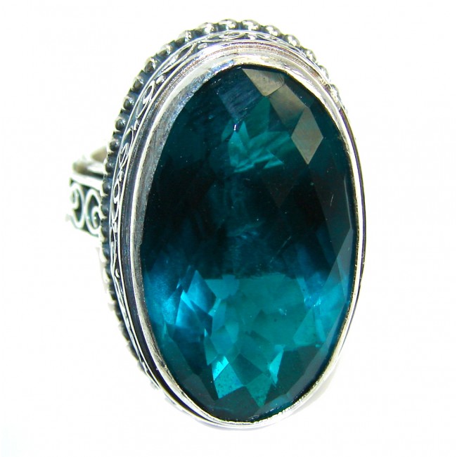 Precious Emerald Color Quartz Sterling Silver Ring s. 8 - model #10-paz ...