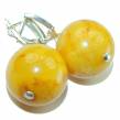 Perfect Sphere Butterscotch Baltic Polish Amber    .925 Sterling Silver earrings