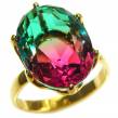 Brazilian Tourmaline 18K Gold  over .925   Sterling Silver Perfectly handcrafted Ring s. 9 1/4